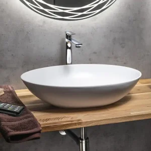 Topkwaliteit Sapho Thin waskom solid surface 60x40cm wit