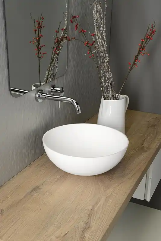 Sapho Thin waskom solid surface 39x14.5cm wit Populair