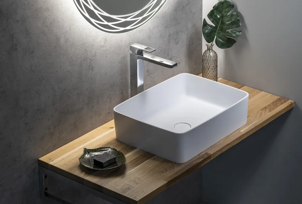 Sapho Thin waskom solid surface 50x37cm wit Beperkte Voorraad