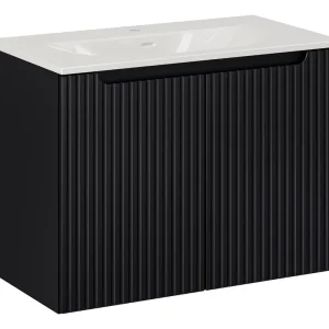 Comad Nova Black badkamermeubel 80cm zwart met 2 deuren en wastafel 1 kraangat Veilige Betaling