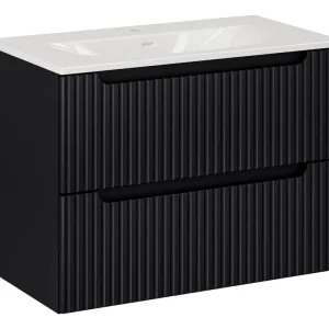 Comad Nova Black badkamermeubel 80cm zwart met 2 lades en wastafel 1 kraangat Wereldwijde Verzending