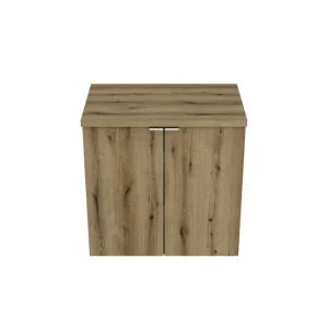 Finale Uitverkoop Comad Nova Oak wastafelonderkast 60x40cm eiken met 2 lades en toppaneel