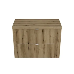 Goedkoop Comad Nova Oak wastafelonderkast 80x40cm eiken met 2 lades en toppaneel