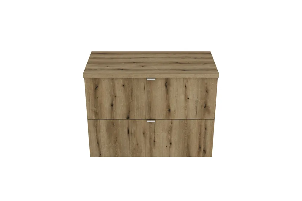 Goedkoop Comad Nova Oak wastafelonderkast 80x40cm eiken met 2 lades en toppaneel