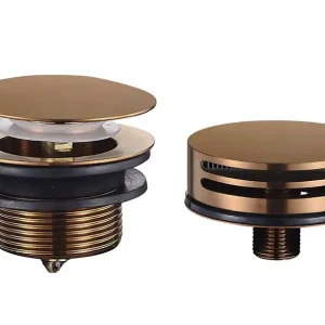 Premium Mueller Moon vaste knop/plug badoverloopcombinatie met vulfunctie geborsteld brons