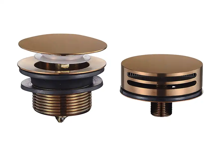 Premium Mueller Moon vaste knop/plug badoverloopcombinatie met vulfunctie geborsteld brons
