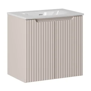 Comad Nova Cashmere badkamermeubel 60cm taupe met 2 deuren en wastafel 1 kraangat Lage Kosten