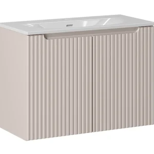 In De Mode Comad Nova Cashmere badkamermeubel 80cm taupe met 2 deuren en wastafel 1 kraangat