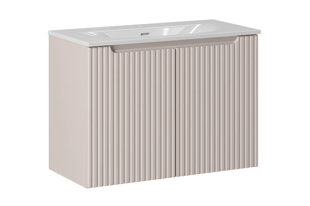 In De Mode Comad Nova Cashmere badkamermeubel 80cm taupe met 2 deuren en wastafel 1 kraangat