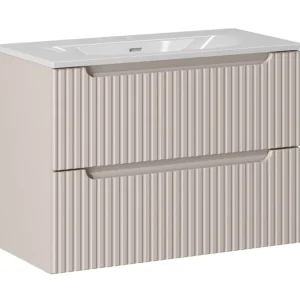 Comad Nova Cashmere badkamermeubel 80cm taupe met 2 lades en wastafel 1 kraangat Actieprijs