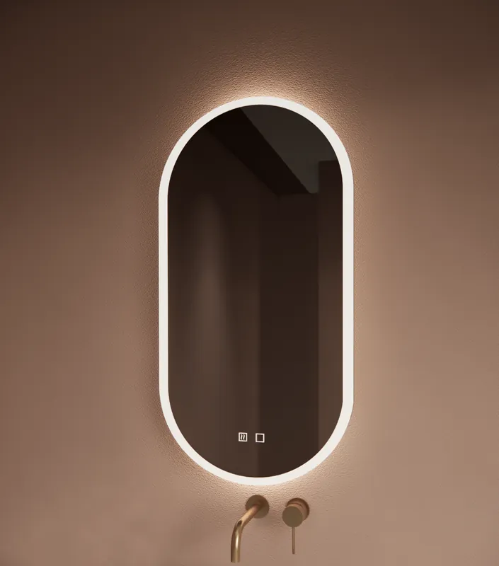 Topkwaliteit Gliss Design Orion toilet spiegel met verlichting verticaal 50x100cm