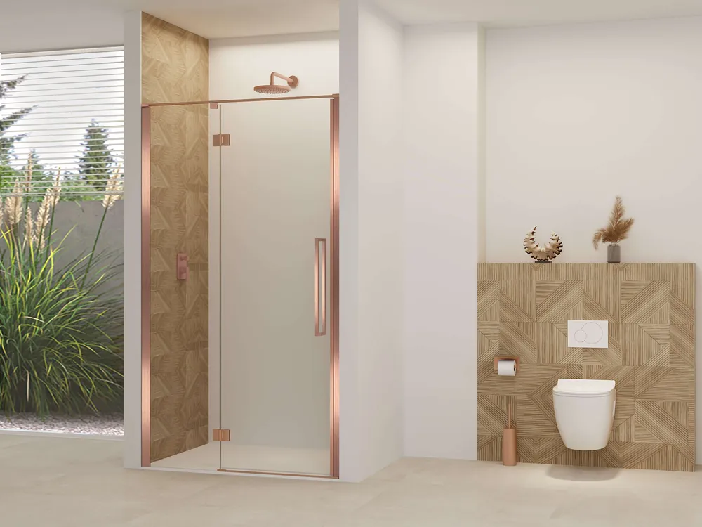 Direct Verzonden Van Rijn ST07 douchedeur met helder glas voor nis 90x200cm geborsteld koper
