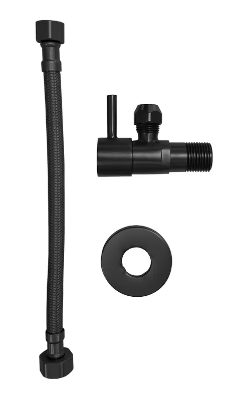 Mueller Black hoekstop + aansluitslang zwart mat Modern