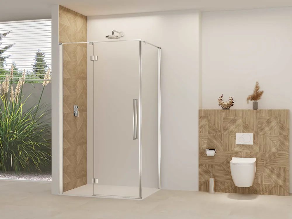 Flitsaanbieding Van Rijn ST07 hoekcabine met helder glas 140x90cm geborsteld RVS