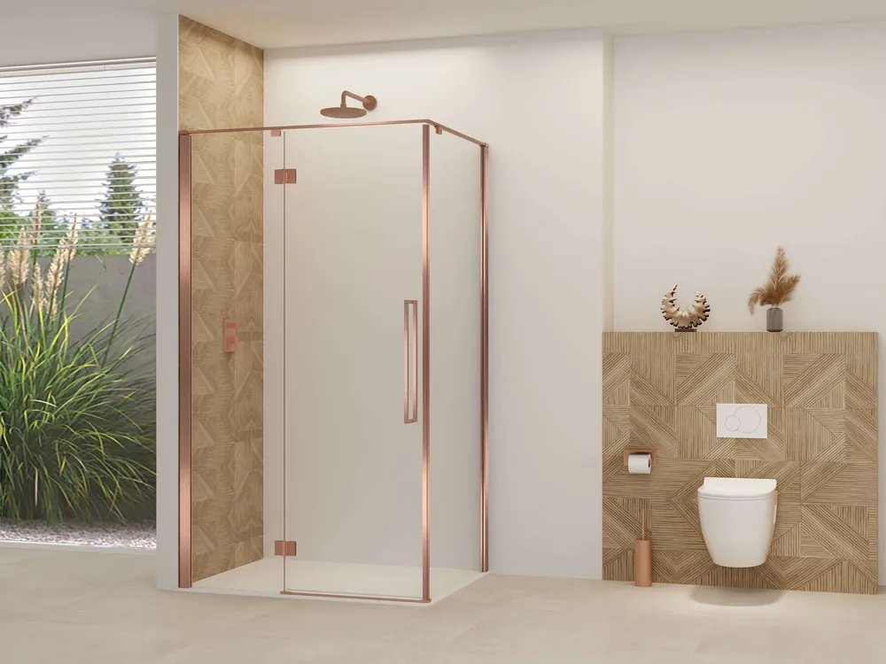 Van Rijn ST07 hoekcabine met helder glas 100x120cm geborsteld koper Beste Prijs