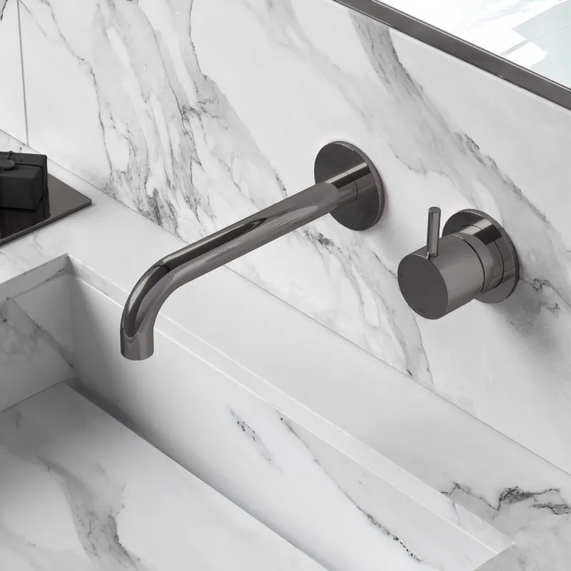 Betaalbaar Hotbath Cobber 2-gats inbouw wastafelkraan 18cm zwart chroom
