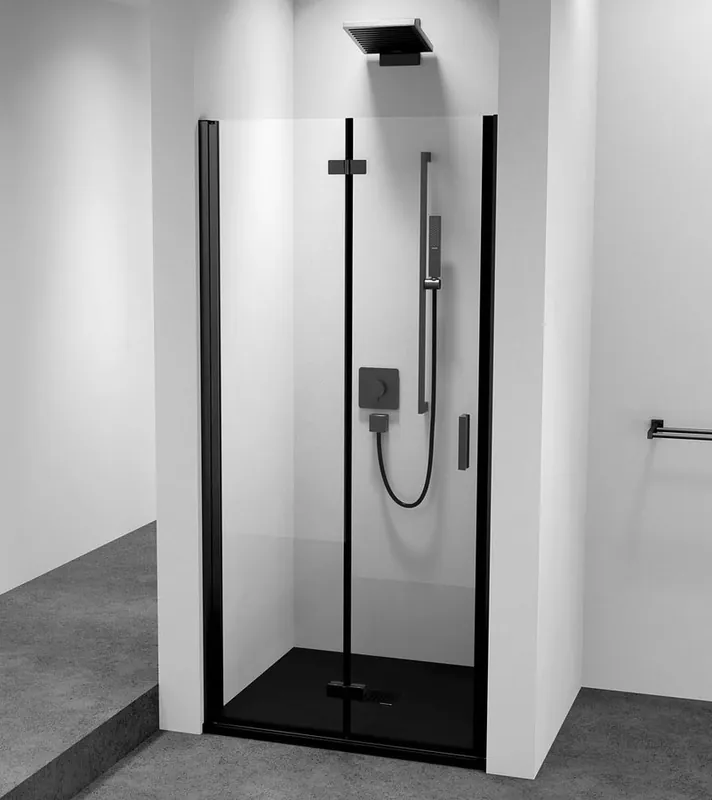 Uitverkoop Polysan Zoom Line Black vouwdeur links voor nis 80x200cm zwart