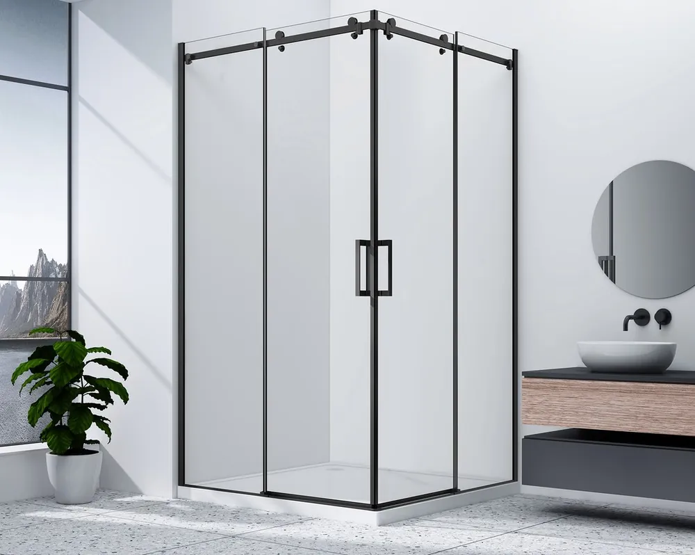 Gelco Dragon Black douchecabine met hoekinstap 90x100cm zwart Superprijs