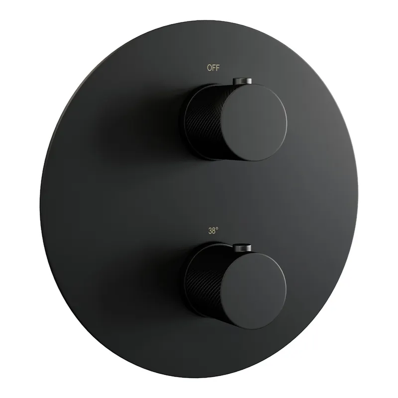 Laatste Versie Brauer Black Carving 3-weg inbouwthermostaat rond zwart mat