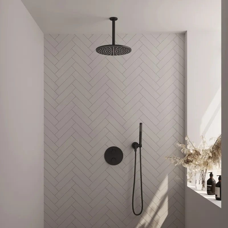 Brauer Black Edition thermostatische inbouw regendouche met staafhanddouche, plafondarm en hoofddouche 30cm set 78 zwart mat Gereduceerde Prijs