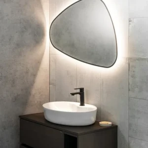 Bestseller Sapho Elena organische spiegel met verlichting 68x96cm zwart mat