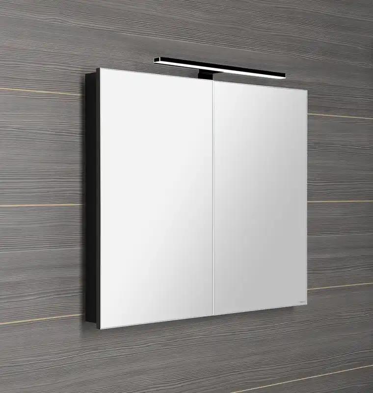 Budget Sapho Greta spiegelkast met LED-verlichting 81x70cm zwart mat