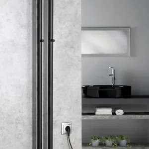 Sapho Papinado elektrische handdoekradiator 10.9x120cm zwart mat 40W Origineel