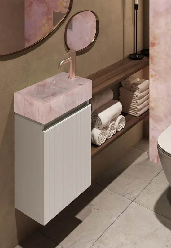 Fontana Pink Onyx toiletmeubel met ribbelfront 40cm wit mat Groothandel