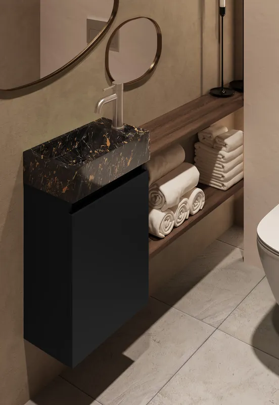 Garantie Inbegrepen Fontana Athens Portoro Gold toiletmeubel 40cm zwart mat