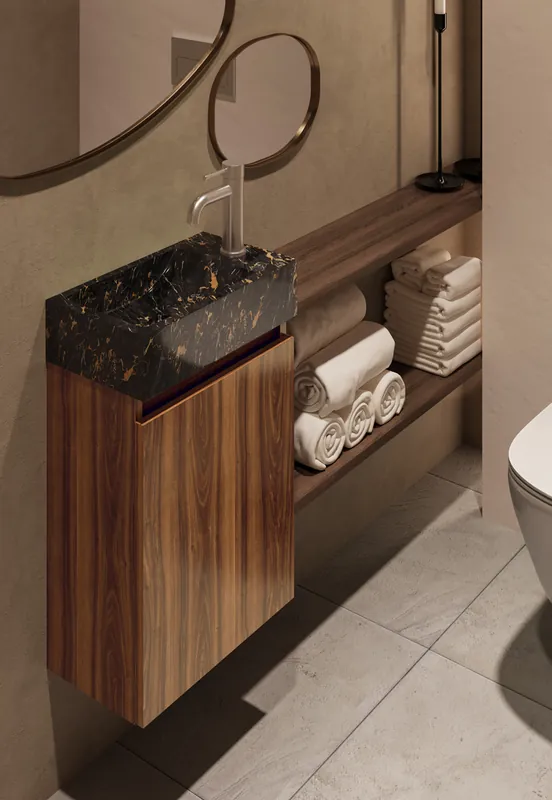 Bestseller Fontana Athens Portoro Gold toiletmeubel 40cm walnoot