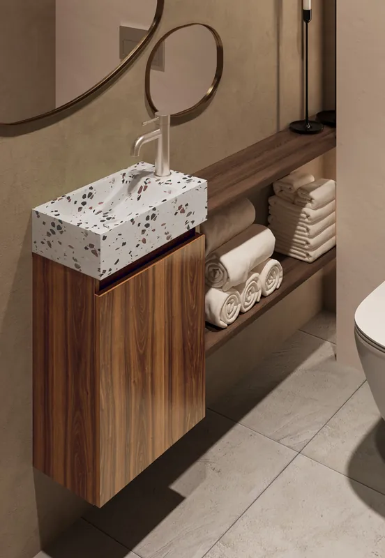 Fontana Terrazzo toiletmeubel 40cm walnoot Populair
