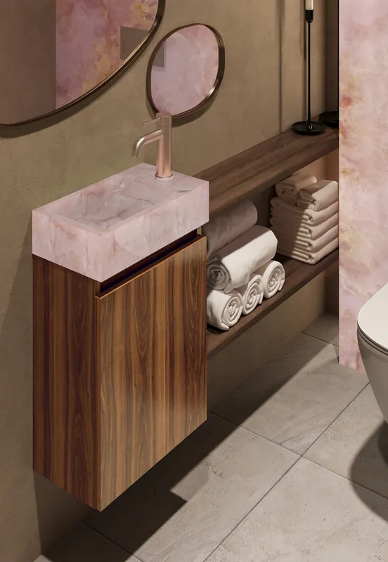 Fontana Pink Onyx toiletmeubel 40cm walnoot Seizoensaanbieding