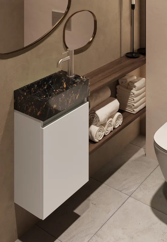 Tijdelijk Beschikbaar Fontana Athens Portoro Gold toiletmeubel 40cm wit mat