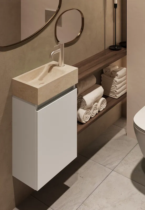 Trendy Fontana White Travertin toiletmeubel 40cm wit mat