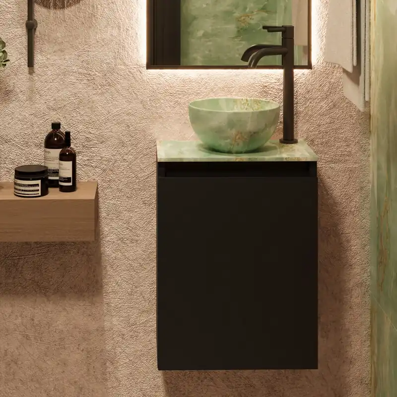 Fontana Green Onyx Micro Marble toiletmeubel 40cm zwart mat Exclusief
