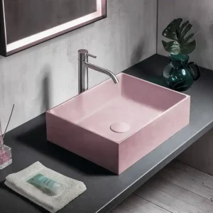 Sapho Formigo betonnen wastafel 47.5x36.5cm roze Direct Verzonden