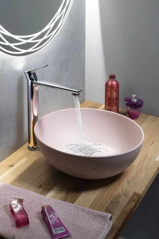 Korting Sapho Formigo betonnen waskom 39cm roze