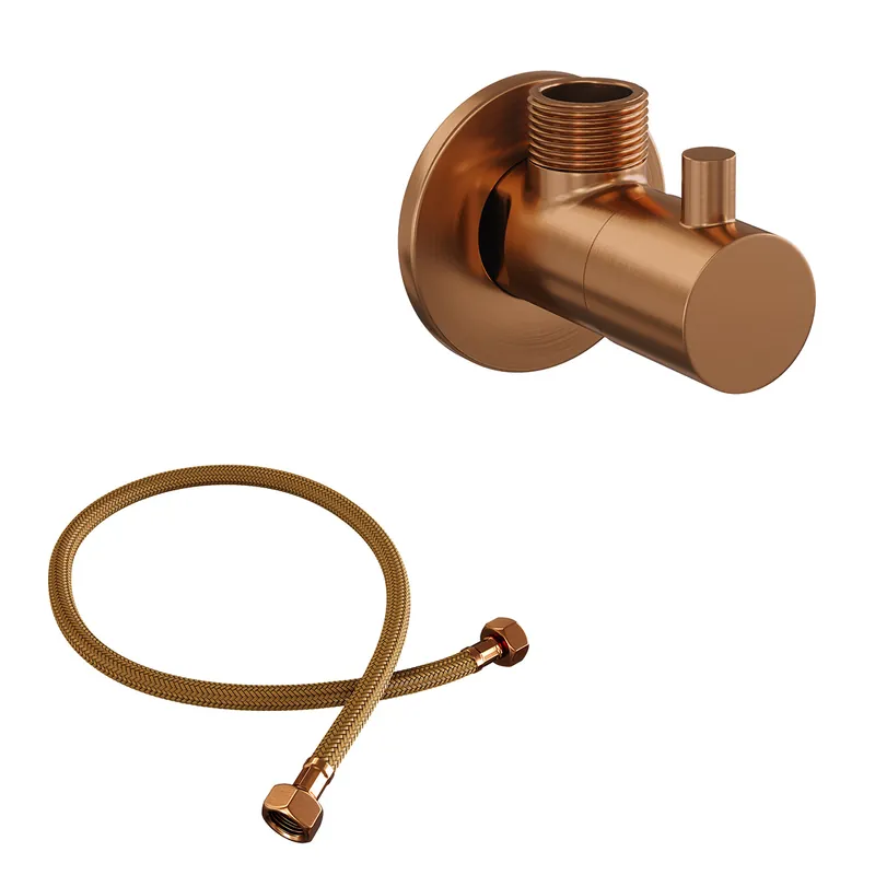 Wereldwijde Verzending Brauer Copper Edition hoekstopkraan compleet met slang koper geborsteld PVD