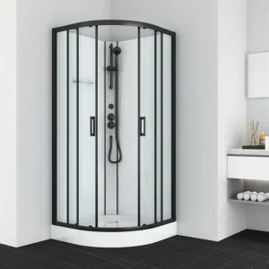 Badstuber Dallas complete douchecabine 90x90x210cm kitvrij kwartrond zwart mat Premium