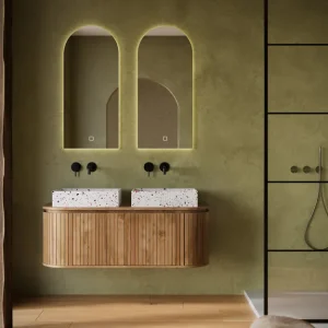 Livli Estrela badkamermeubel 130cm met rechthoekige terrazzo waskommen Must-Have