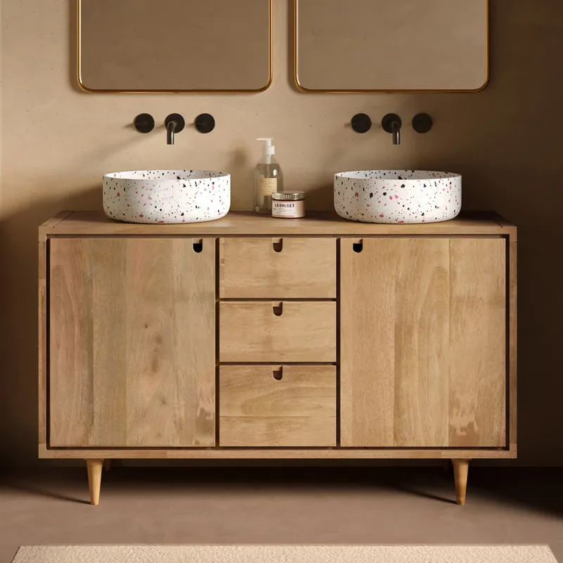 Livli Empresa badmeubel 135cm met ronde terrazzo waskommen Gratis Verzending