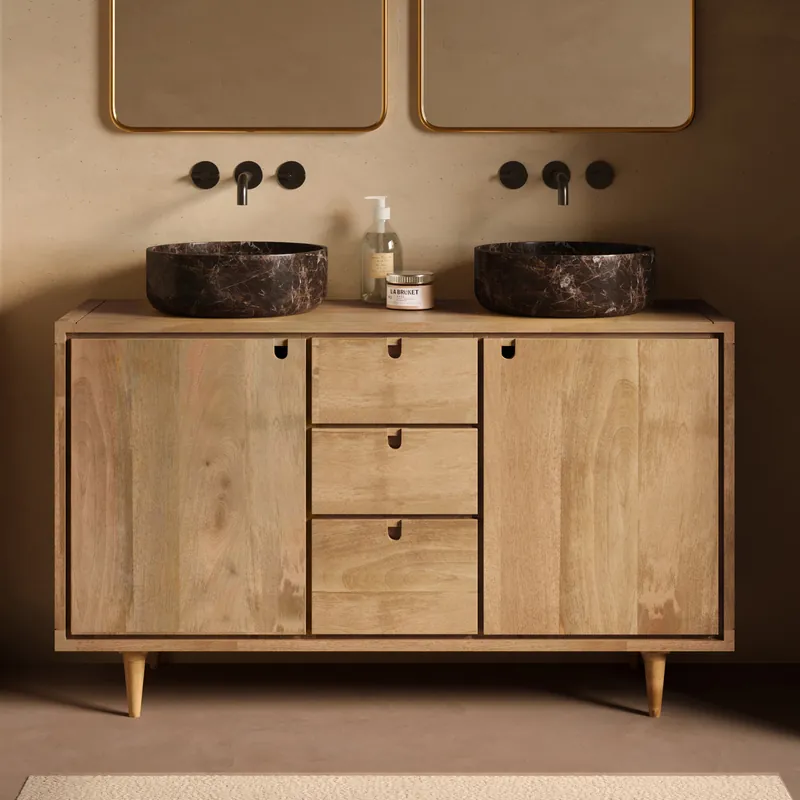Nieuw Livli Empresa badmeubel 135cm met ronde dark emperador waskommen