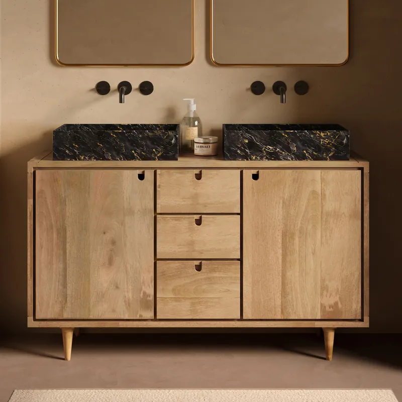 Trendy Livli Empresa badmeubel 135cm met rechthoekige portoro gold waskommen