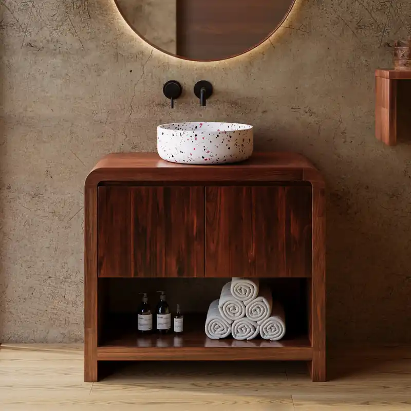 Livli Beleza badmeubel 90cm met ronde terrazzo waskom In De Mode