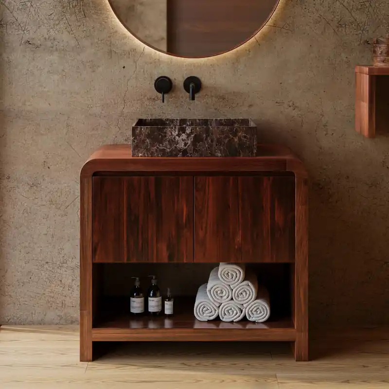 Betrouwbaar Livli Beleza badmeubel 90cm met rechthoekige dark emperador waskom