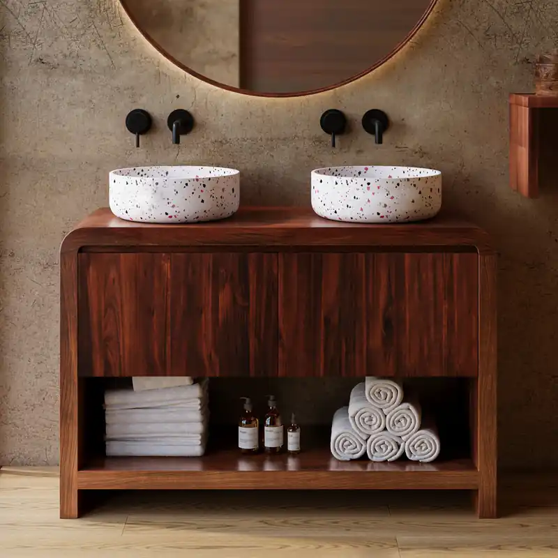 Nieuw Model Livli Beleza badmeubel 120cm met ronde terrazzo waskommen