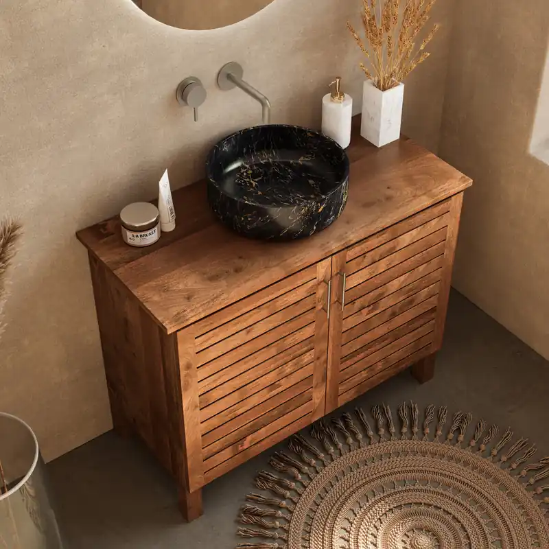 Livli Amira badkamermeubel 100cm met ronde portoro gold waskom Beste Prijs