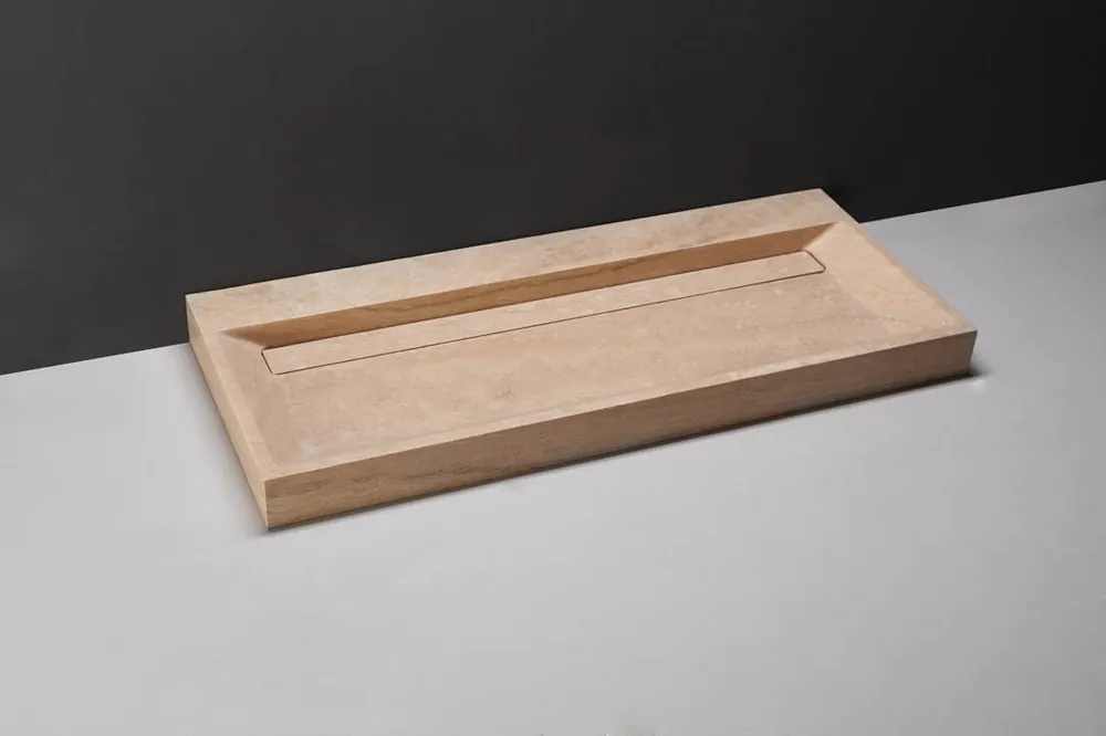 Uitverkoop Forzalaqua Bellezza wastafel 120x50cm met kraangat travertin
