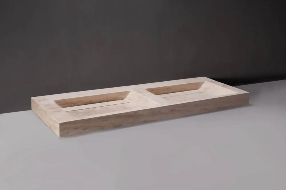 Forzalaqua Bellezza wastafel 160x50cm zonder kraangat travertin Exclusieve Aanbieding