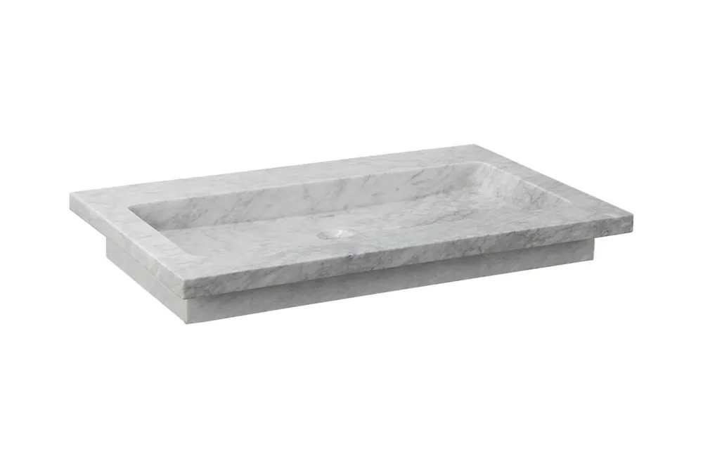 Forzalaqua Nova wastafel 80x50cm met 2 kraangaten carrara gepolijst Hoge Kwaliteit